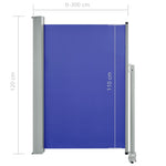 ZNTS Patio Retractable Side Awning 120x300 cm Blue 48344