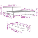 Bed Frame with Drawers without Mattress Black 200x200 cm 3279912