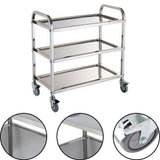 3 Tier Stainless Steel Trolley Cart Kitchen Restaurant Serving Catering Train UK 58929497