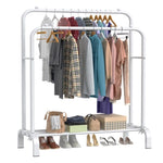 ZNTS Heavy Duty Double Clothes Rail Hanging Rack Garment Display Stand Storage Shelf 29505131