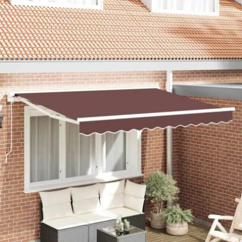 Retractable Awning Manual Brown 350x200 cm Fabric 3329673