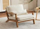 Oak Armrest Oak Upholstered Single Lounge Chair Indoor Lounge Chair Off-White 68954457