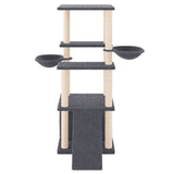 Cat Tree with Sisal Scratching Posts Dark Grey 133 cm 171758