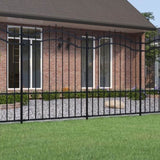 Garden Fence with Spear Top Black 239x150 cm Powder-coated Steel 151082