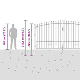 Double Gate with Lock Woerden Grey 400 x 249.5 cm Steel 42008859