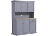180cm Freestanding Kitchen Cabinet, Modern Storage Cupboard with Open Countertop, Drawer and 6 T3398P378045