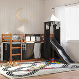 Bunk Bed without Mattress with Slide White and Black 90x200 cm 3284194