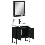 2 Piece Bathroom Cabinet Set Black Engineered Wood 3214334