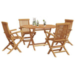 Garden Dining Set Folding 5 pcs Brown Solid Teak wood 3385972