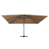 Cantilever Garden Parasol with LED Lights and Aluminium Pole 400x300 cm Taupe 47007