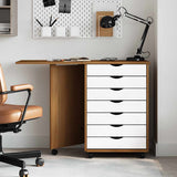 Rolling Cabinet with Desk MOSS Honey Brown Solid Wood Pine 4015791