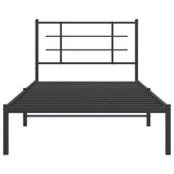 Metal Bed Frame without Mattress with Headboard Black 107x203cm 355557