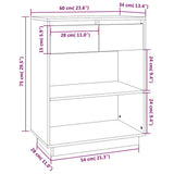 Console Cabinet White 60x34x75 cm Solid Wood Pine 813835