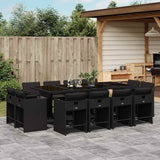 Garden Dining Set Black PE rattan Large Foldable 3211219