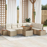 Garden Sofa Set with Storage 9 pcs Beige Poly rattan 3358835