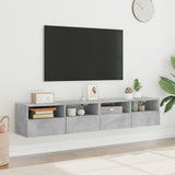 TV Wall Cabinets 2 pcs Concrete Grey 80x30x30 cm Engineered Wood 836875