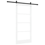 Sliding Door White 93 x 202 cm Solid Pine Wood and Glass 3332344