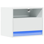 ZNTS Wall-mounted Bedside Cabinet with LED Lights White 852061
