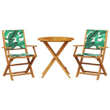 3 Piece Bistro Set Leaf Pattern Fabric and Solid Wood 3281860