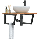 Basin Shelf Wall Mounted Steel and Solid Wood Acacia 3302883