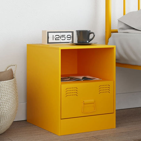 ZNTS Bedside Cabinet Mustard Yellow 34.5x39x44 cm Steel 841757