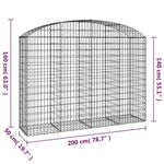 Arched Gabion Basket 200x50x140/160 cm Galvanised Iron 153477