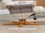 Linen Swivel Recliner Chair with Footstool, Wooden Base and Storage for Living Room, Multicolour T3398P343063
