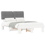 Bed Frame with Upholstered Headboard White and Light grey 877433