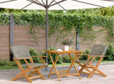 Bistro Set Grey Solid acacia wood, PE rattan Medium Foldable 3281803