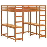 Loft Bed with Desk and Ladder Wax Brown 160x200 cm Solid Wood Pine 3284235
