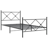 Metal Bed Frame without Mattress with Footboard Black 100x200cm 376515