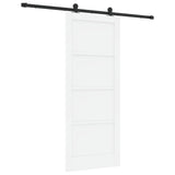 Sliding Door White and Black 83 x 202 cm Solid Pine Wood 3445461