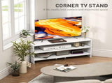 Corner TV Stand with 2 Open Shelves for 47 Inch TV - White T3398P377853