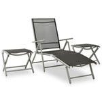 ZNTS 3 Piece Garden Lounge Set Textilene and Aluminium Silver 312199