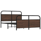 Metal Bed Frame without Mattress Brown Oak 137x190 cm 3318660