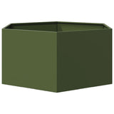 ZNTS Garden Planter Olive Green Hexagon 104x90x45 cm Steel 851132