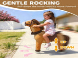 Ride On Horse, Plush Walking Horse Toy with Wheels and Saddle for Ages 3-5 Years Old, Brown T3398P422161