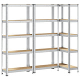 5-Layer Storage Shelves 3 pcs Silver Steel&Engineered Wood 4016939