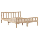 ZNTS Bed Frame without Mattress 135x190 cm Double Solid Wood Pine 3301569
