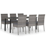 Outdoor Dining Set Grey and black Poly rattan Large 3100405