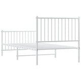Metal Bed Frame without Mattress with Footboard White 90x190cm 350941