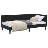 Corner Bed Frame with Headboard Black 90 cm x 190 cm Velvet 42016221
