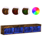TV Cabinets with LED Lights 2 pcs Smoked Oak 80x30x30 cm 837150