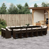 17 Piece Garden Dining Set with Cushions Brown Poly Rattan 3211245