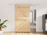 Sliding Door Natural and White 85 x 210 cm Solid Pine Wood 3444930