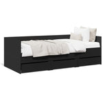 ZNTS Daybed with Drawers without Mattress Black 75x190 cm Small Single 3280833