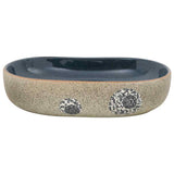 Countertop Basin Sand and Blue Oval 59x40x14 cm Ceramic 155103