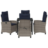 Garden Dining Set with Cushion 5 pcs Grey Poly Rattan 3380464