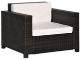 Single Seater Chair, PE Wicker Garden Armchair with 10 cm Thickened Cushion, All-Weather T3398P318815