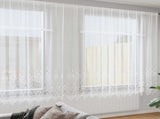 Lace Curtain with Curtains Floral White 200 x 1200 cm Polyester 4107858